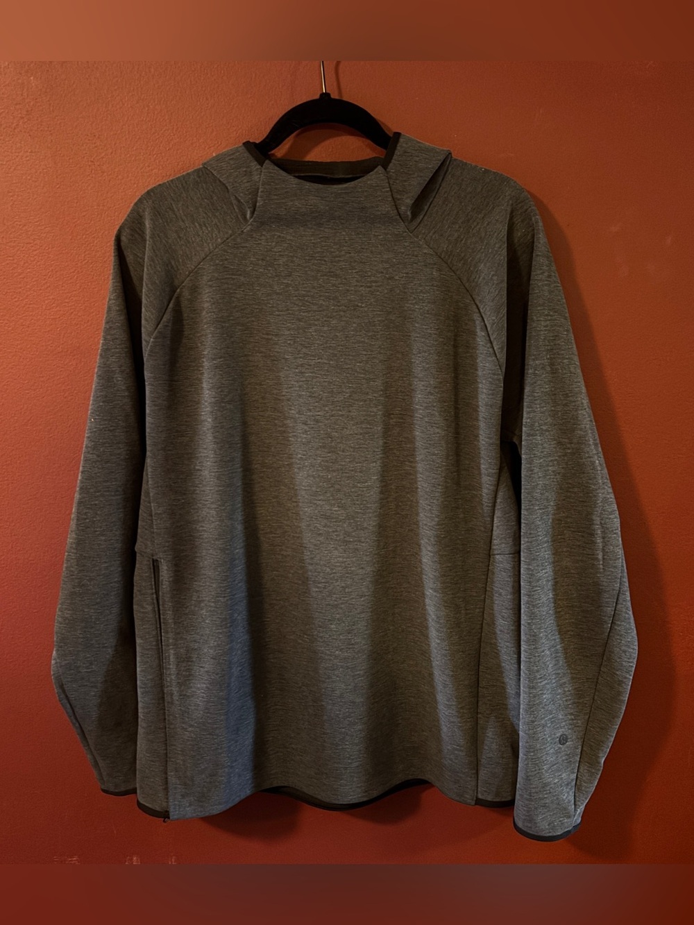 Lululemon Men's Large Gridliner Fleece Hoodie Heathered Black